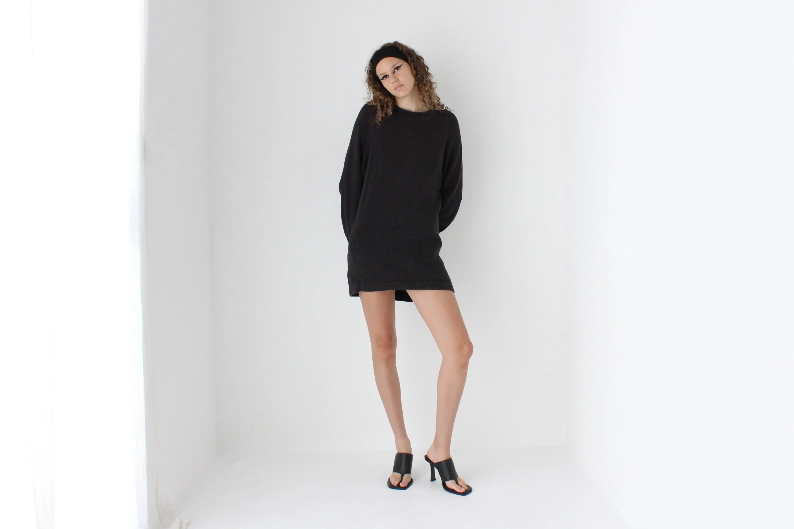 Essential 90s Charcoal Cotton Sweater Dress