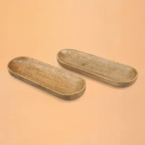 Fair Trade Wood Decorative long bowl, 12" x 4"