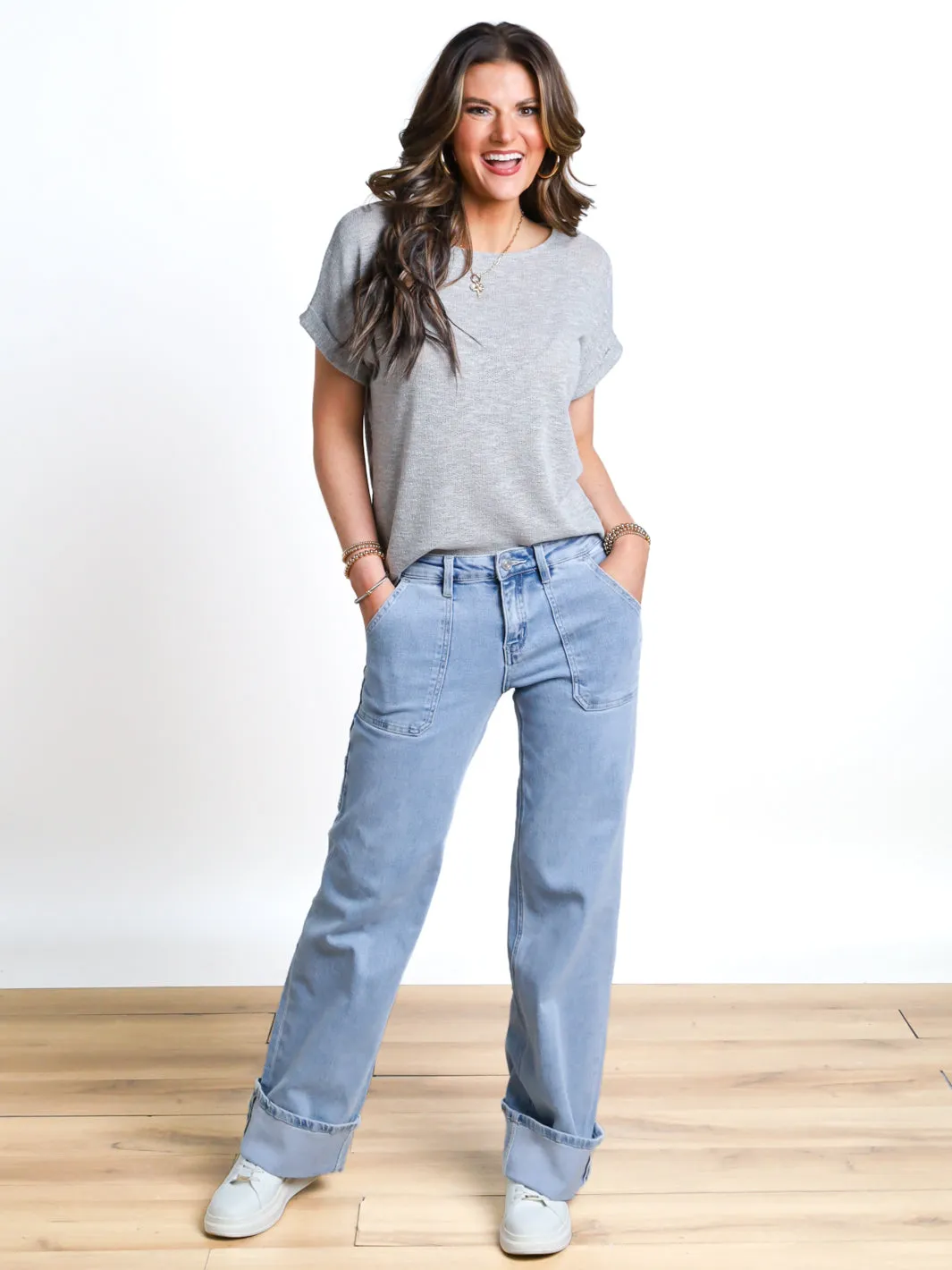 Far Too Good Cuffed Sleeve Top