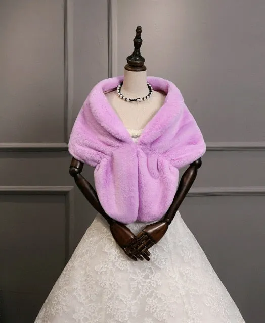 Faux Fur Coat Women Evening Party Wraps-many colors available