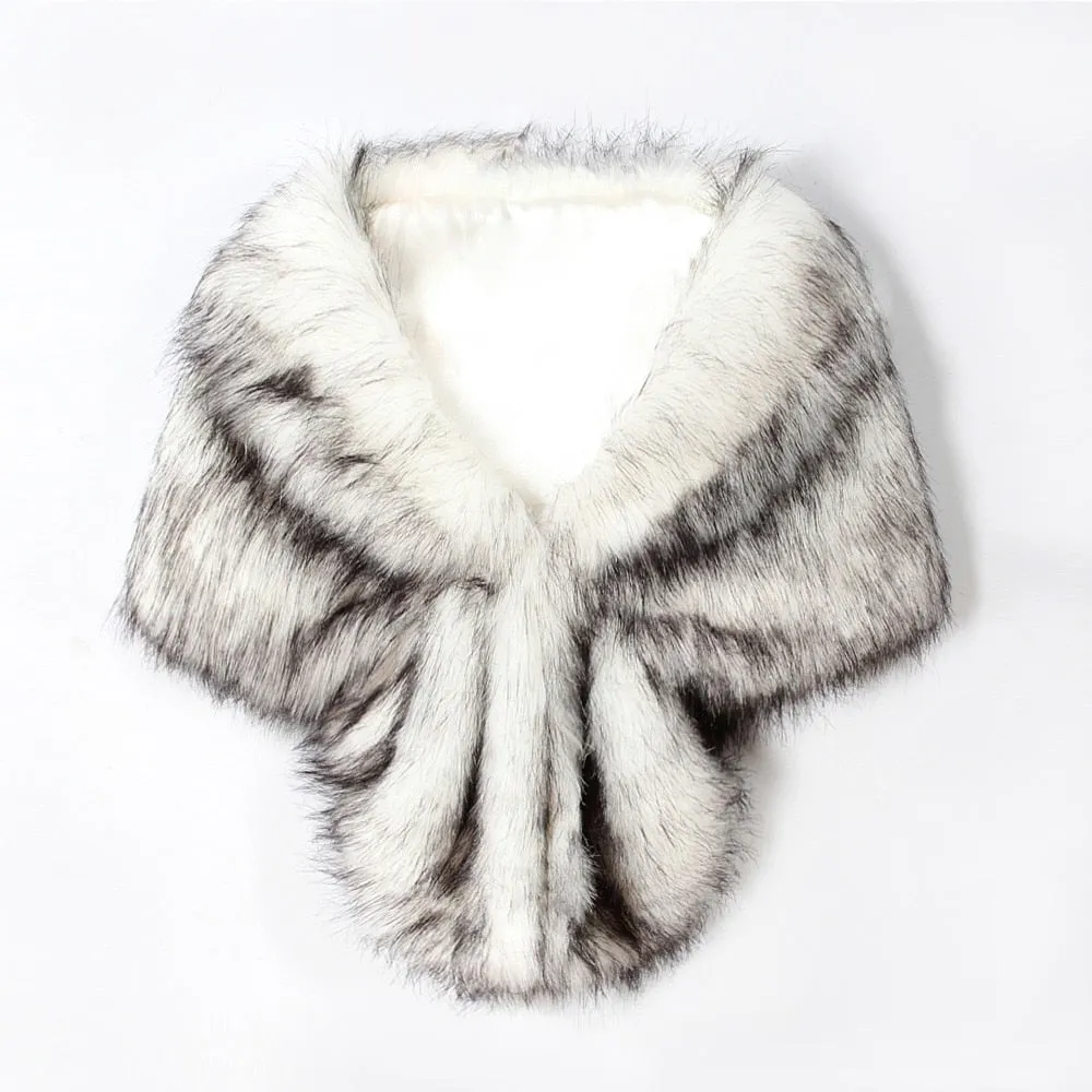 Faux Fur Coat Women Evening Party Wraps-many colors available
