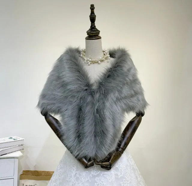 Faux Fur Coat Women Evening Party Wraps-many colors available