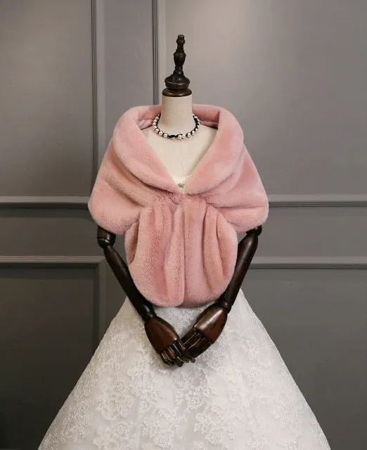 Faux Fur Coat Women Evening Party Wraps-many colors available