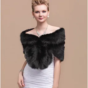 Faux Fur Coat Women Evening Party Wraps-many colors available