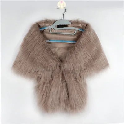 Faux Fur Coat Women Evening Party Wraps-many colors available