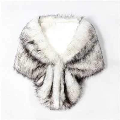 Faux Fur Coat Women Evening Party Wraps-many colors available