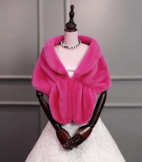 Faux Fur Coat Women Evening Party Wraps-many colors available