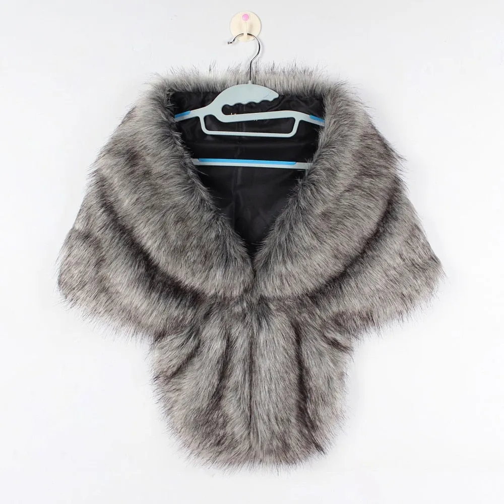 Faux Fur Coat Women Evening Party Wraps-many colors available