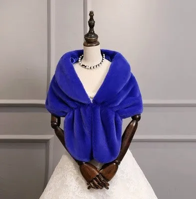 Faux Fur Coat Women Evening Party Wraps-many colors available