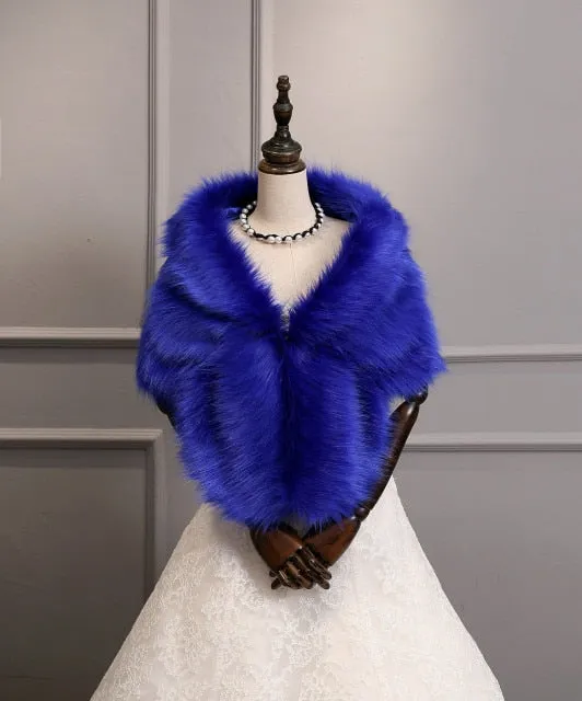 Faux Fur Coat Women Evening Party Wraps-many colors available