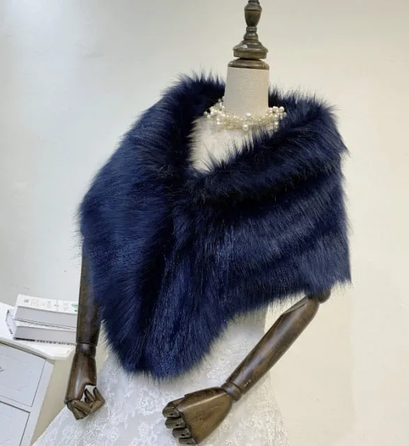 Faux Fur Coat Women Evening Party Wraps-many colors available