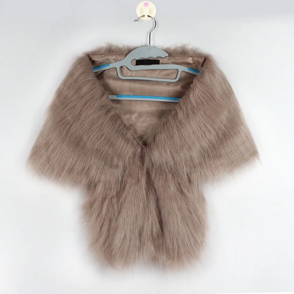 Faux Fur Coat Women Evening Party Wraps-many colors available