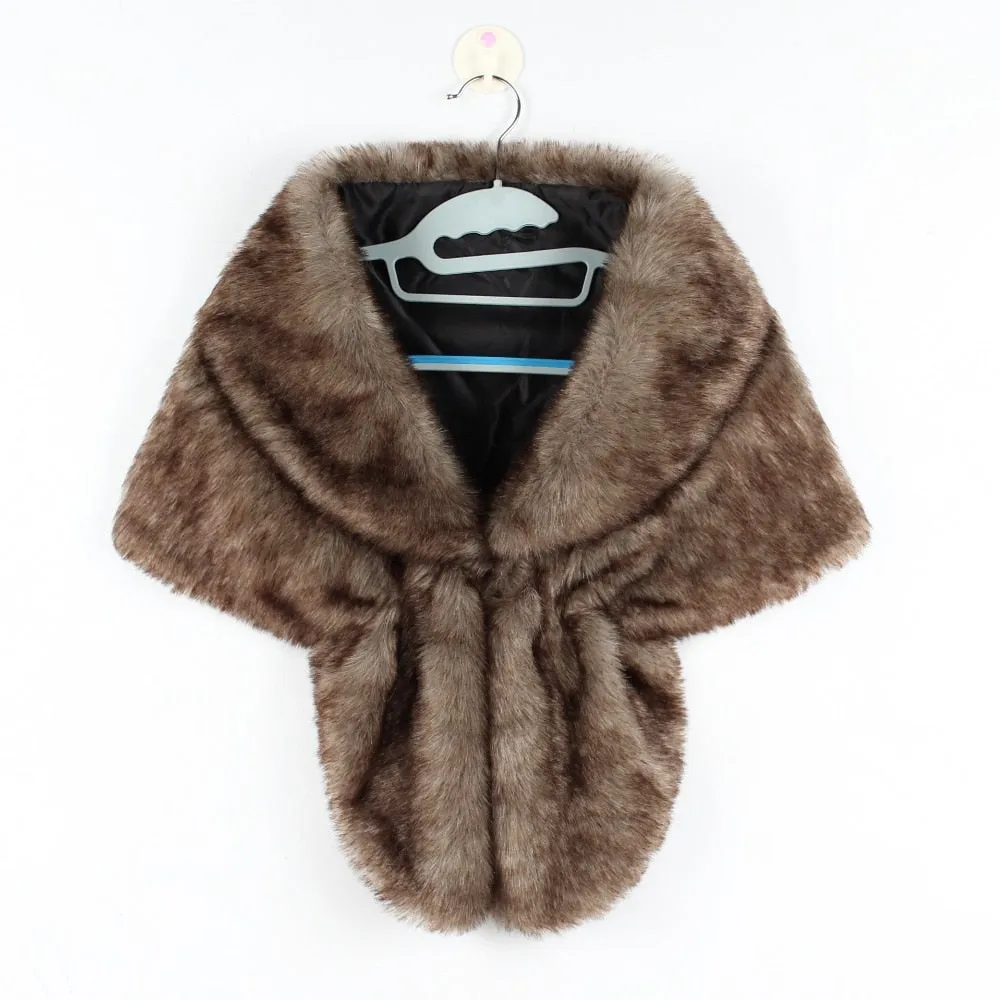 Faux Fur Coat Women Evening Party Wraps-many colors available