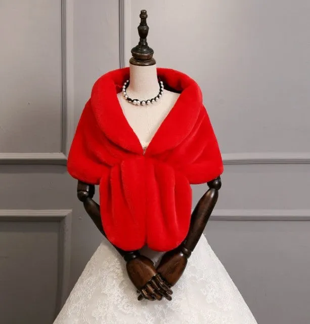 Faux Fur Coat Women Evening Party Wraps-many colors available