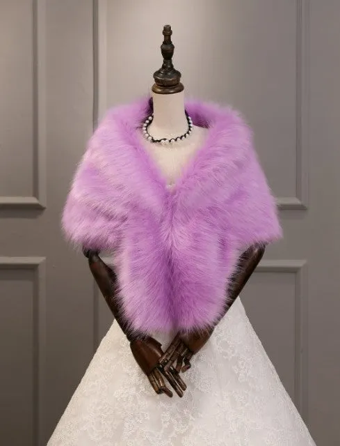 Faux Fur Coat Women Evening Party Wraps-many colors available