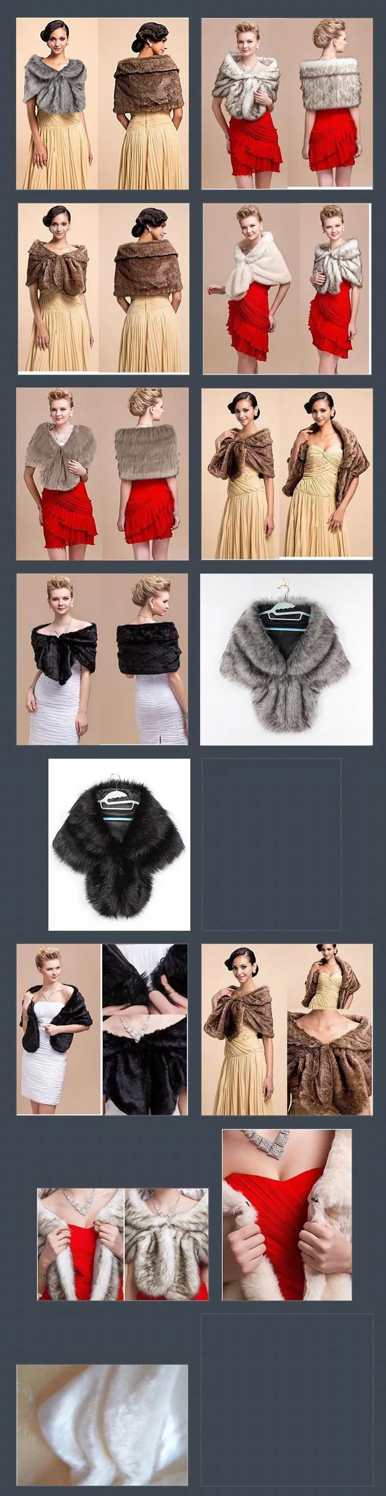 Faux Fur Coat Women Evening Party Wraps-many colors available