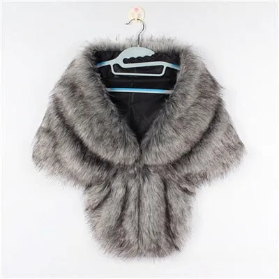 Faux Fur Coat Women Evening Party Wraps-many colors available