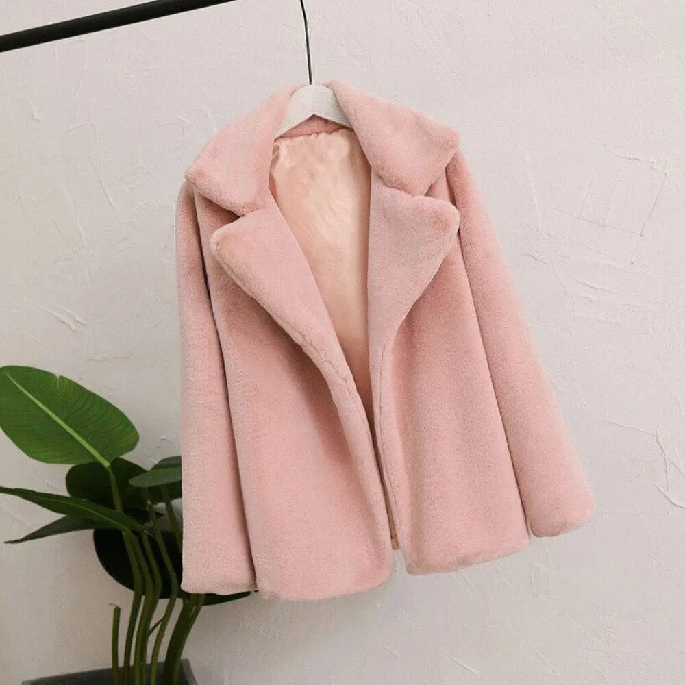 Faux Fur Thick Long Sleeve Coat