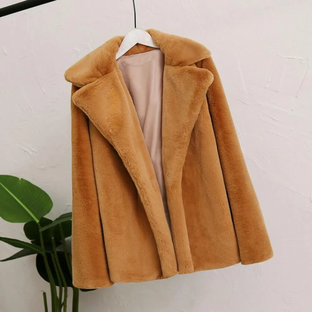 Faux Fur Thick Long Sleeve Coat