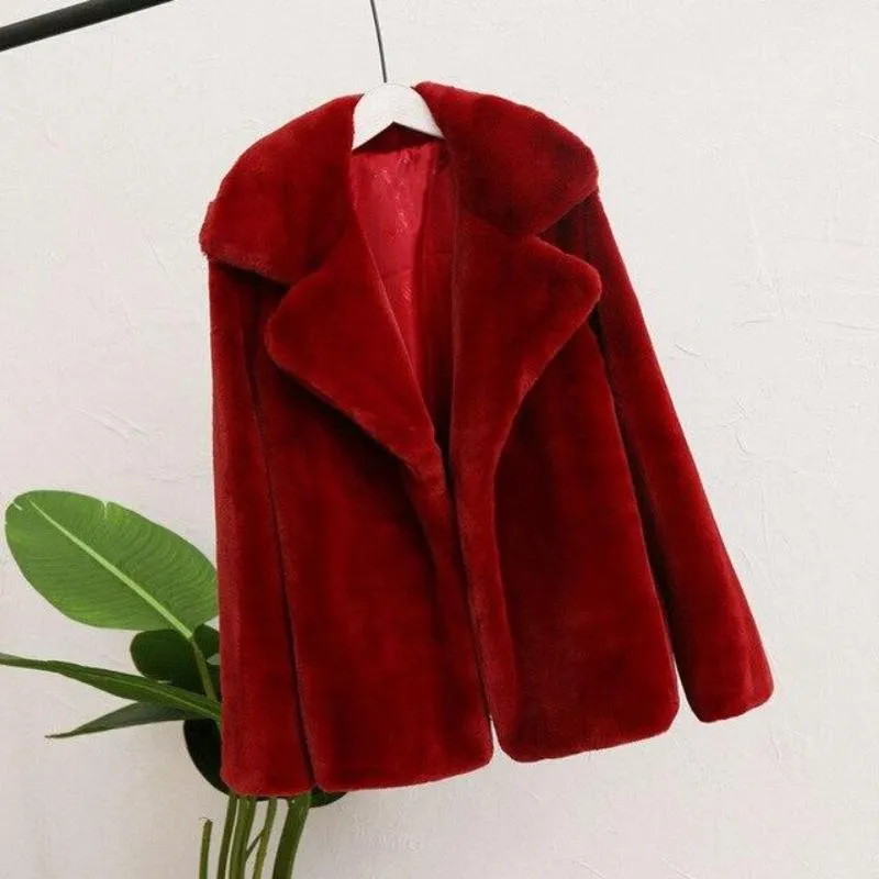 Faux Fur Thick Long Sleeve Coat