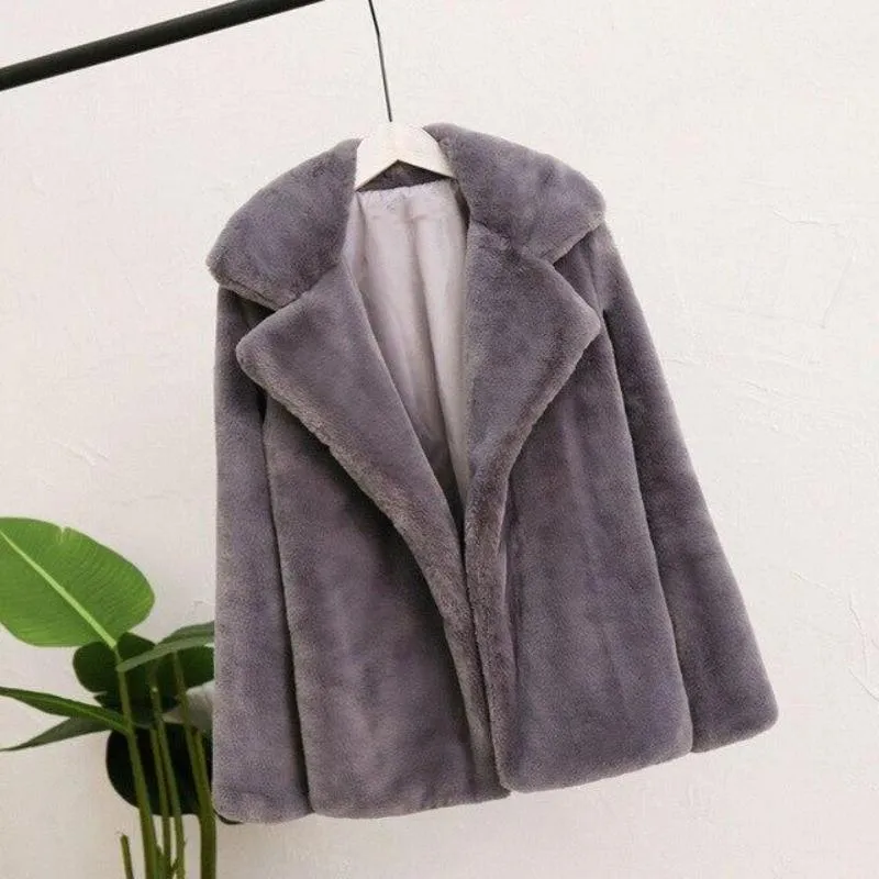 Faux Fur Thick Long Sleeve Coat