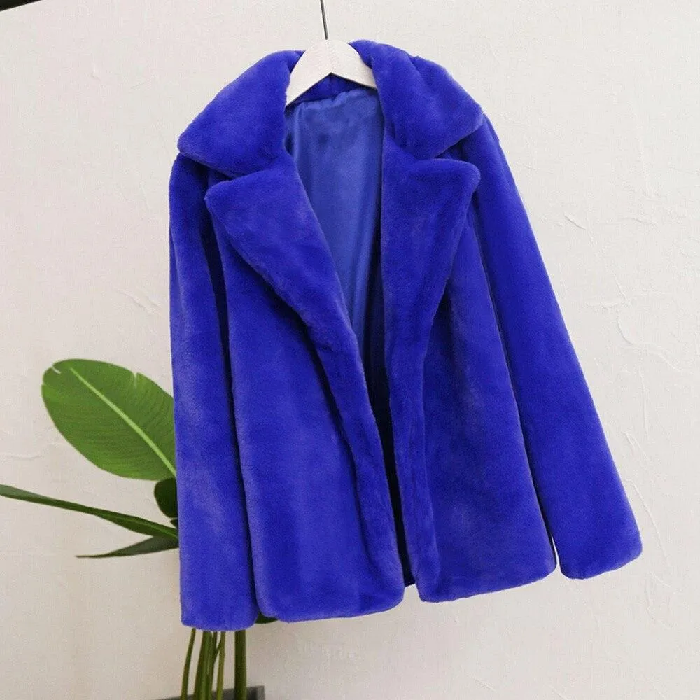 Faux Fur Thick Long Sleeve Coat