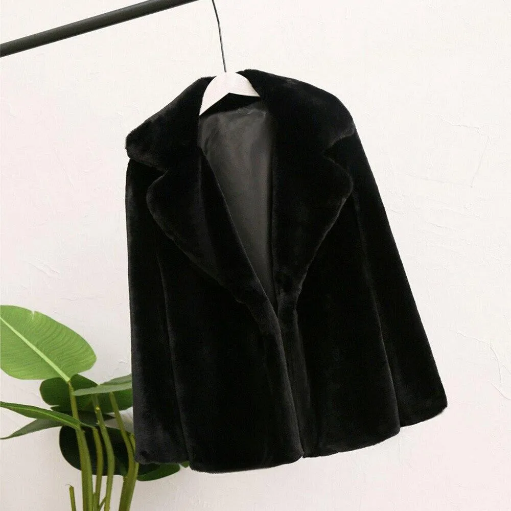 Faux Fur Thick Long Sleeve Coat