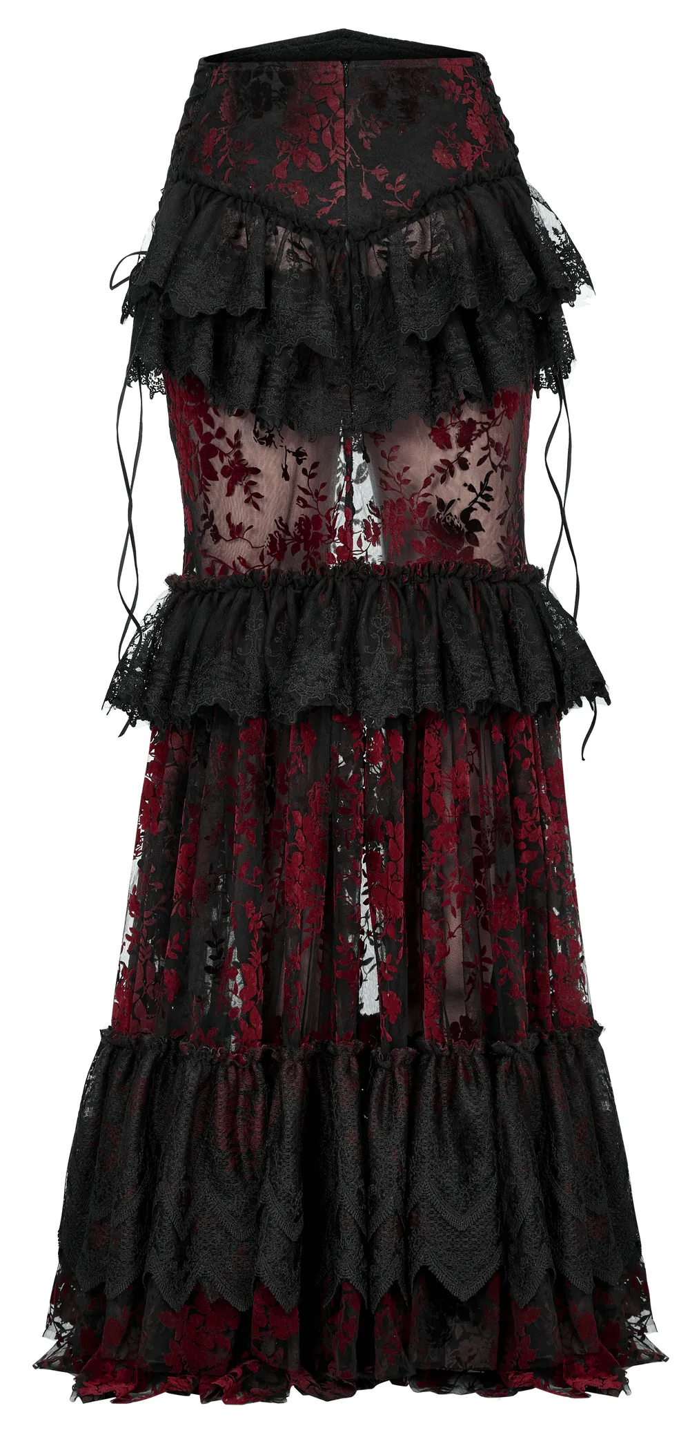 Floral Gothic Layered Lace Fishtail Skirt for Women