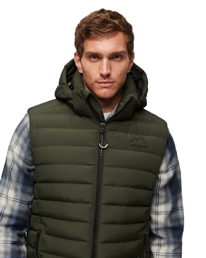 Fuji Padded Gilet in Dark Moss Green