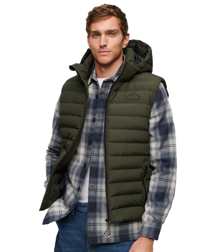 Fuji Padded Gilet in Dark Moss Green