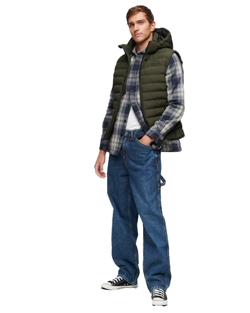 Fuji Padded Gilet in Dark Moss Green