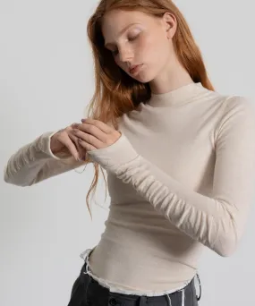 Gathered Sleeve Lurex Knit Top