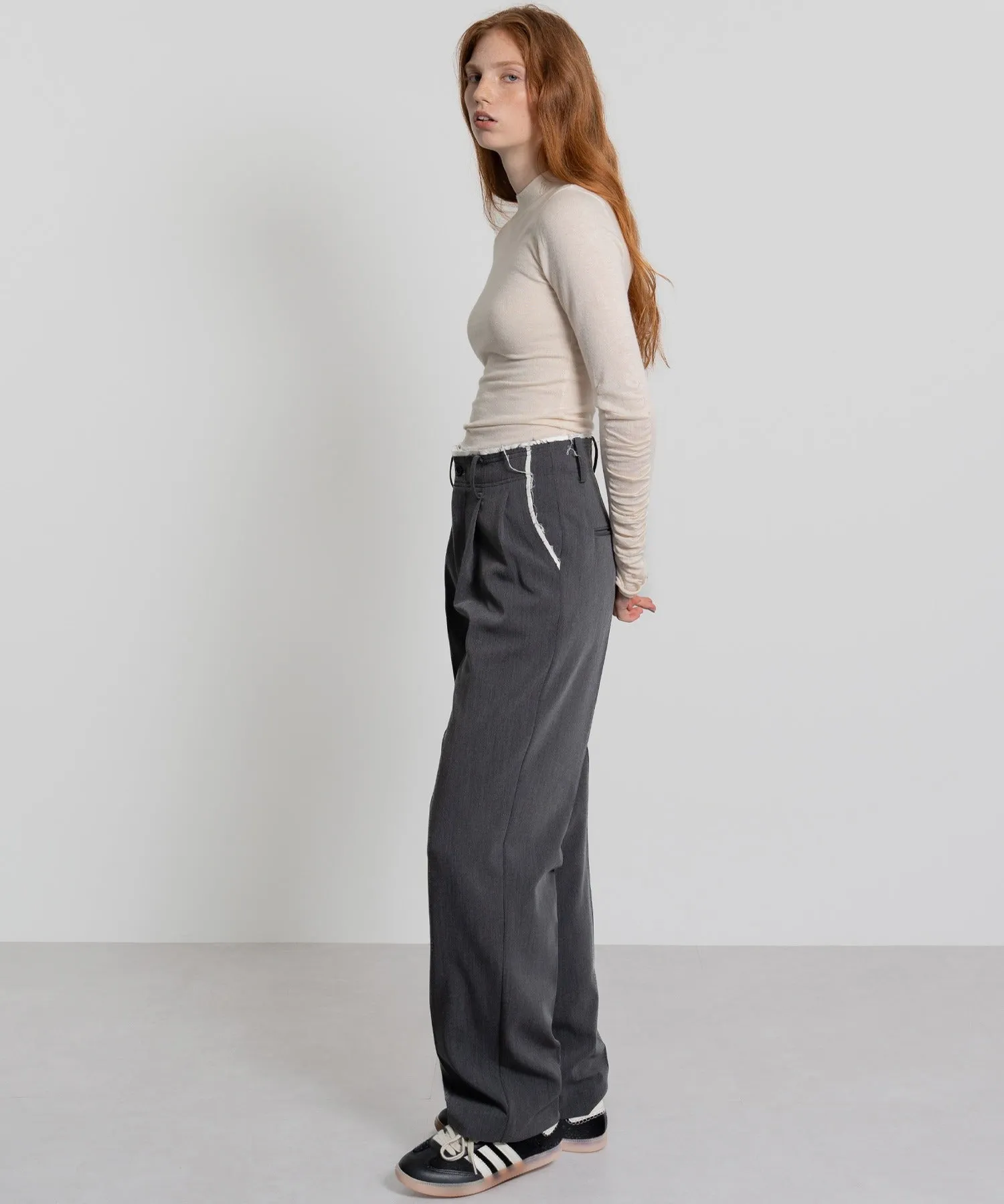 Gathered Sleeve Lurex Knit Top