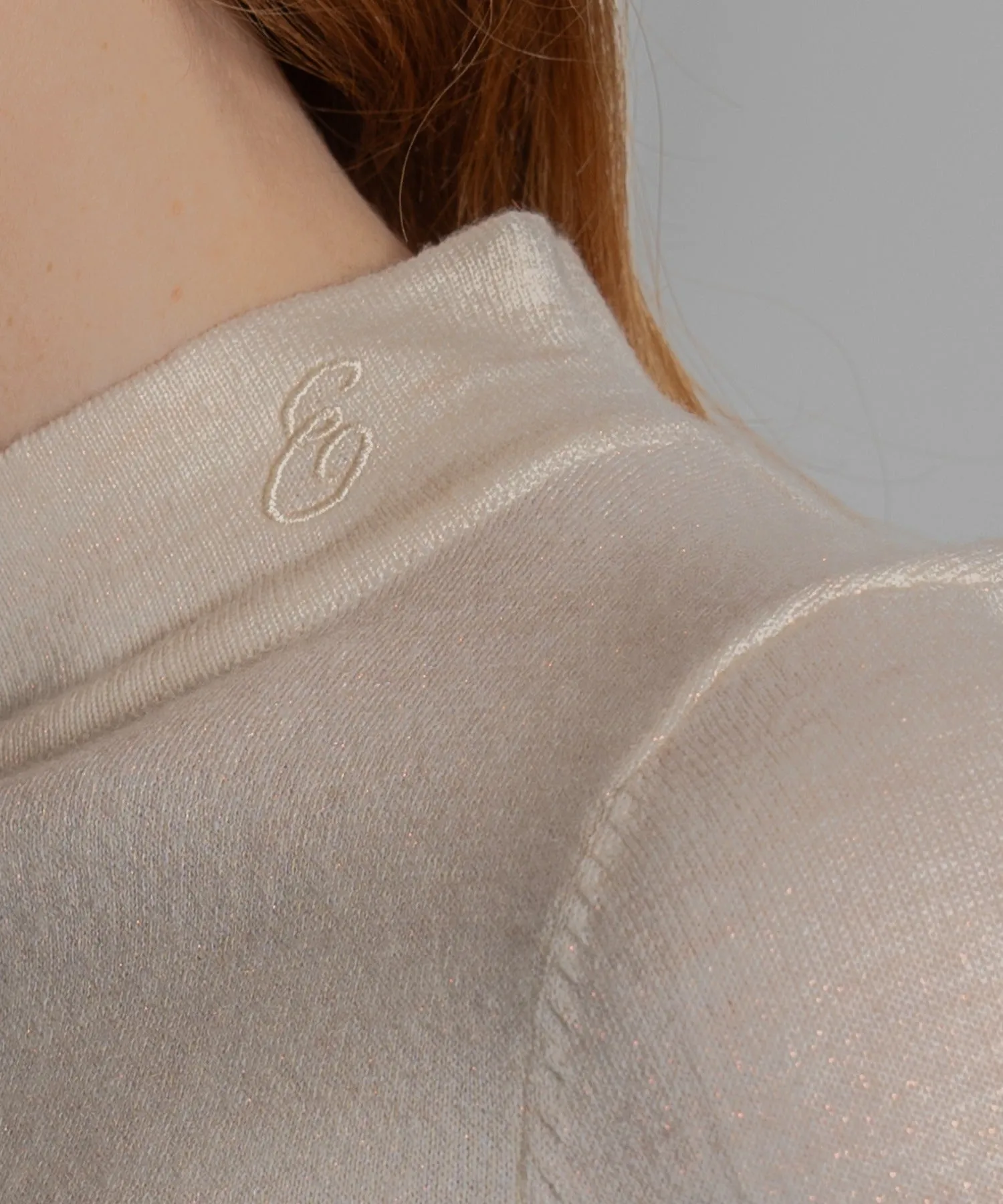 Gathered Sleeve Lurex Knit Top