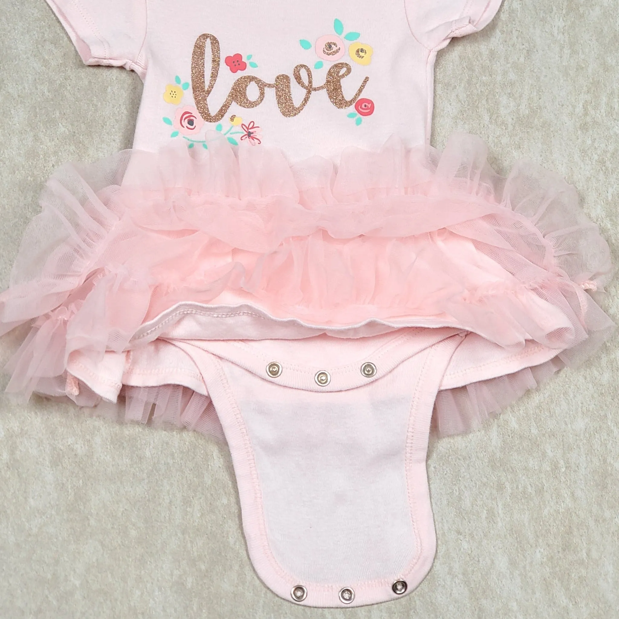 Gerber Baby Girls Pink Love Tutu Bodysuit 3-6M