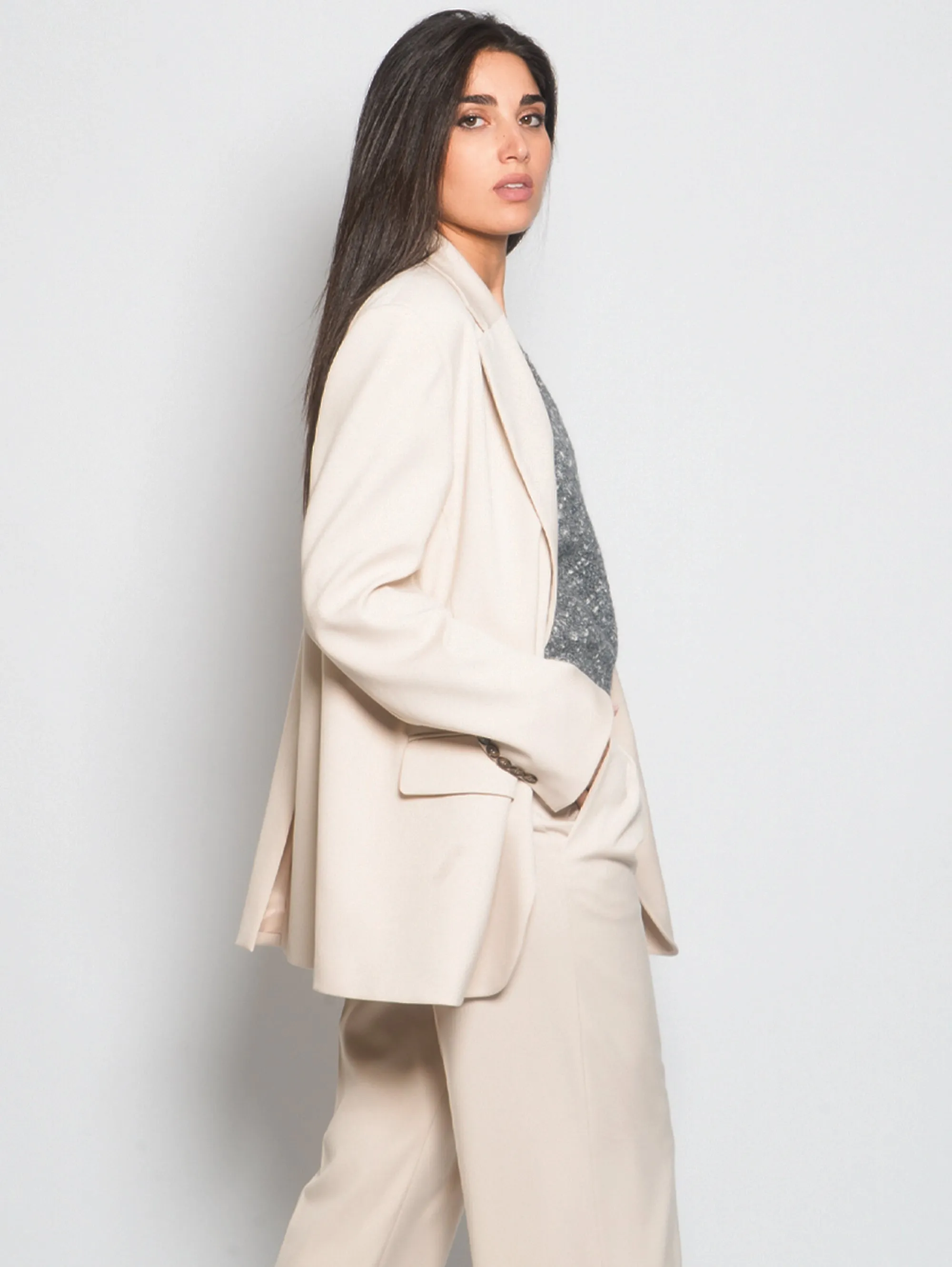Giacca Over Monopetto Beige