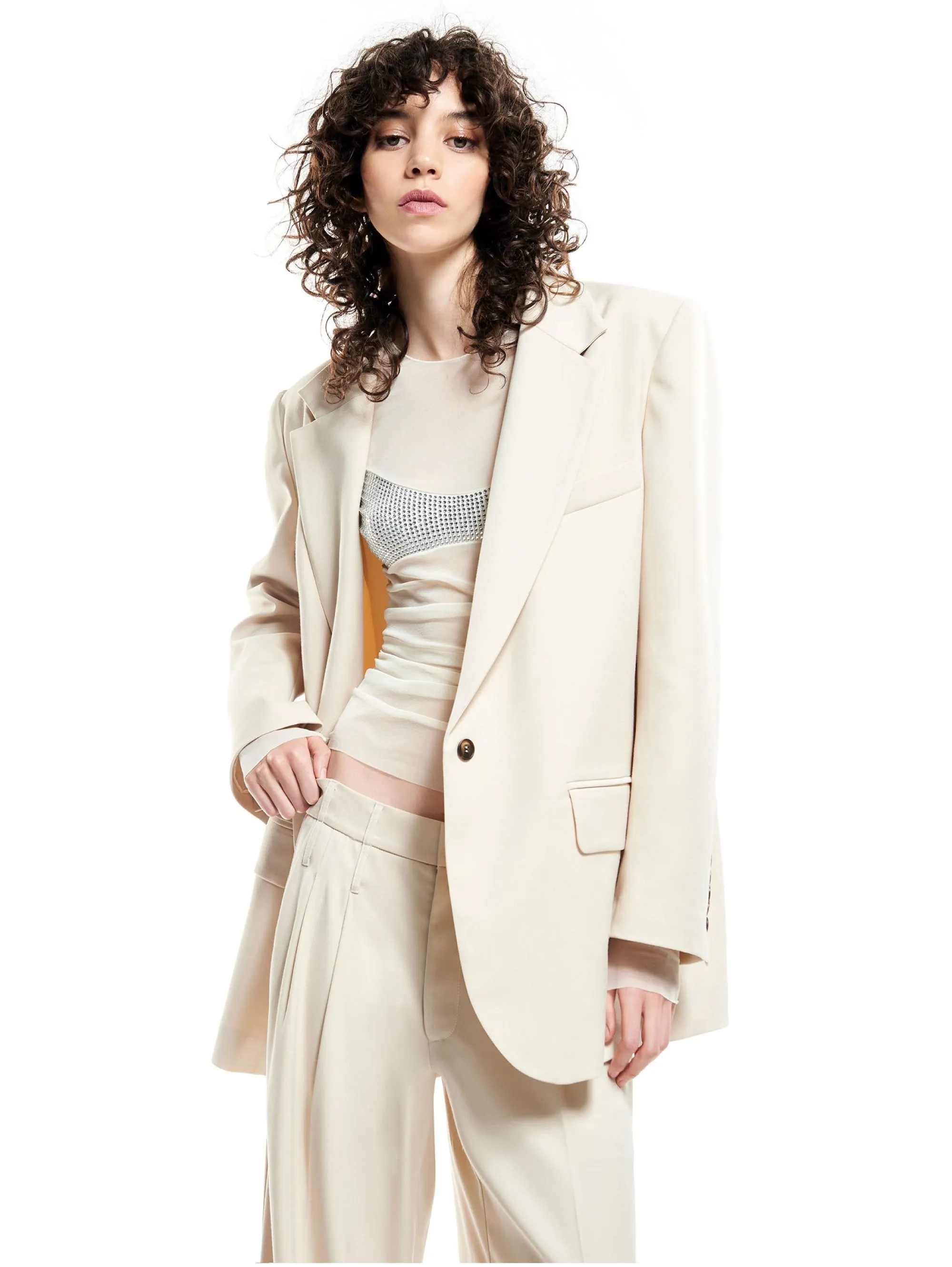 Giacca Over Monopetto Beige