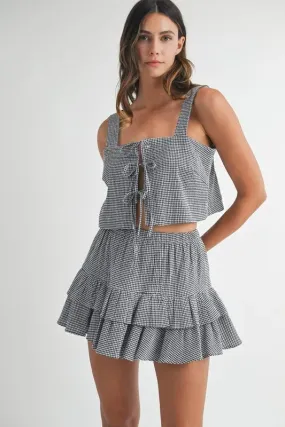 Gingham Plaid Crop Top and Mini Skirt Set
