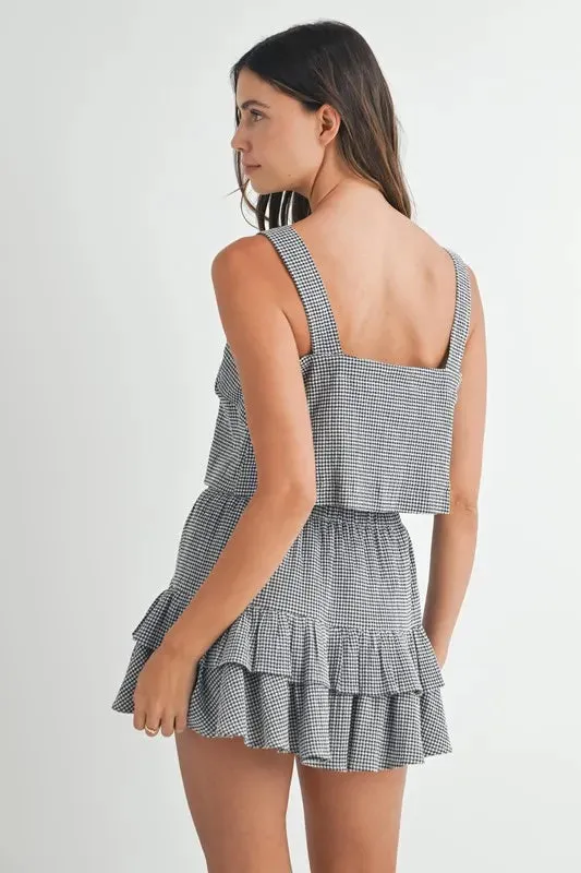 Gingham Plaid Crop Top and Mini Skirt Set