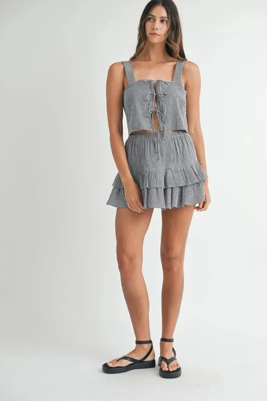 Gingham Plaid Crop Top and Mini Skirt Set