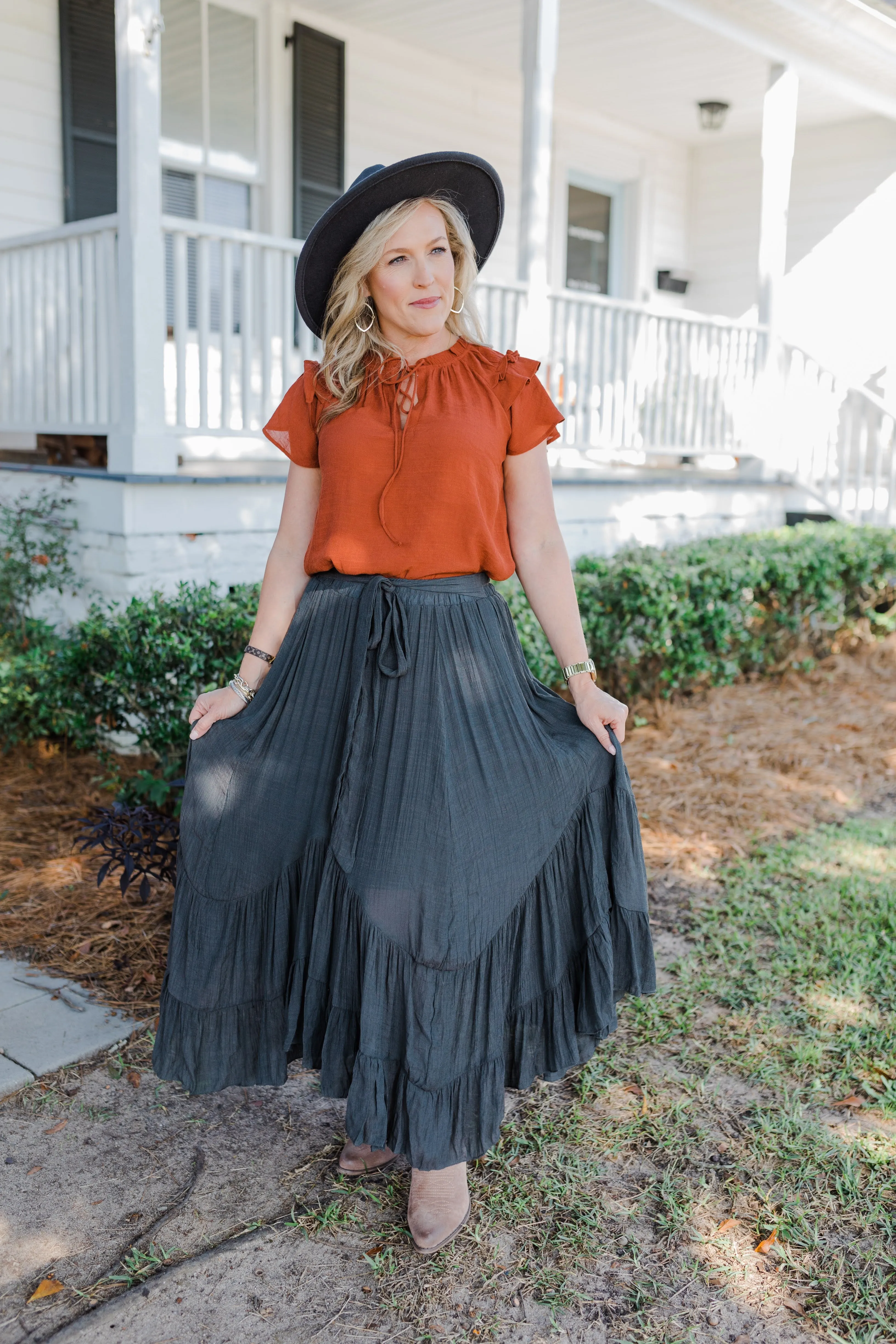 Grey Day Date Maxi Skirt