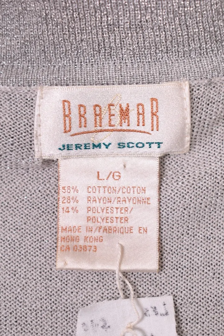 Grey Metallic Knit Cardigan By Braemar Jeremy Scott