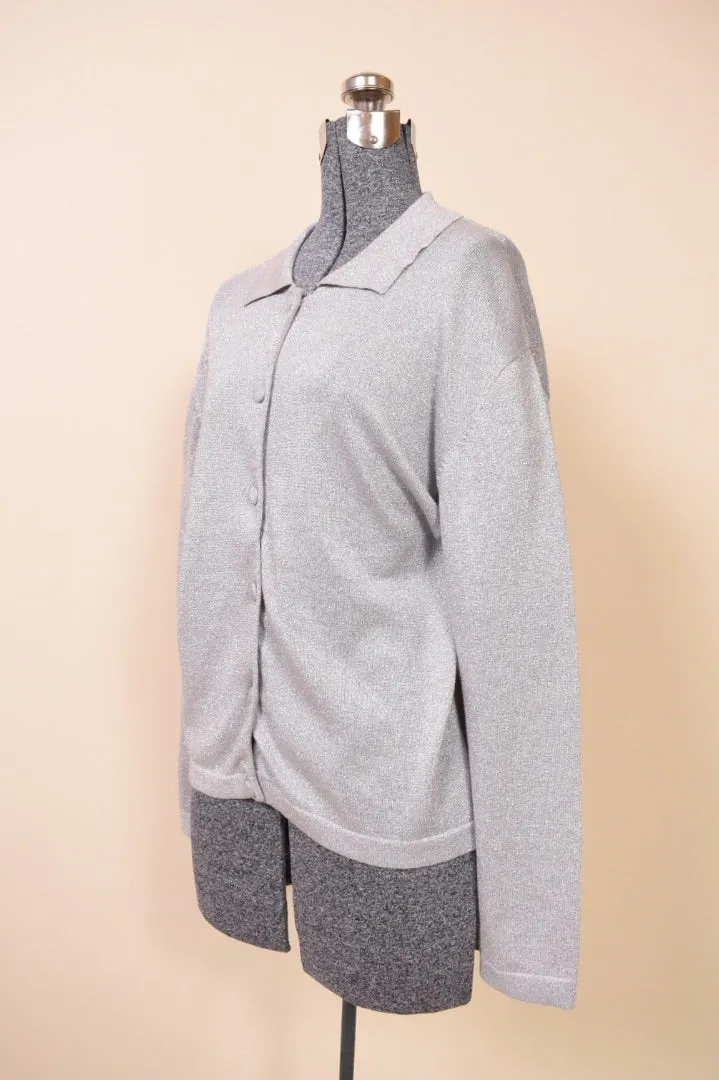 Grey Metallic Knit Cardigan By Braemar Jeremy Scott