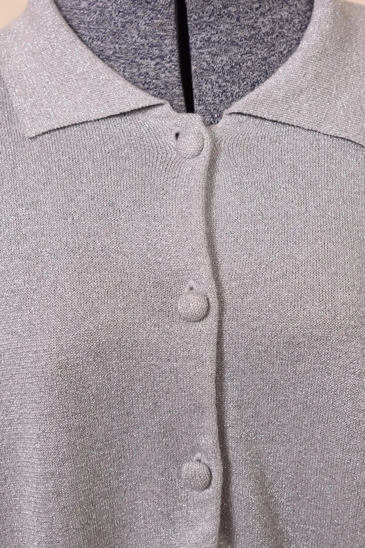 Grey Metallic Knit Cardigan By Braemar Jeremy Scott