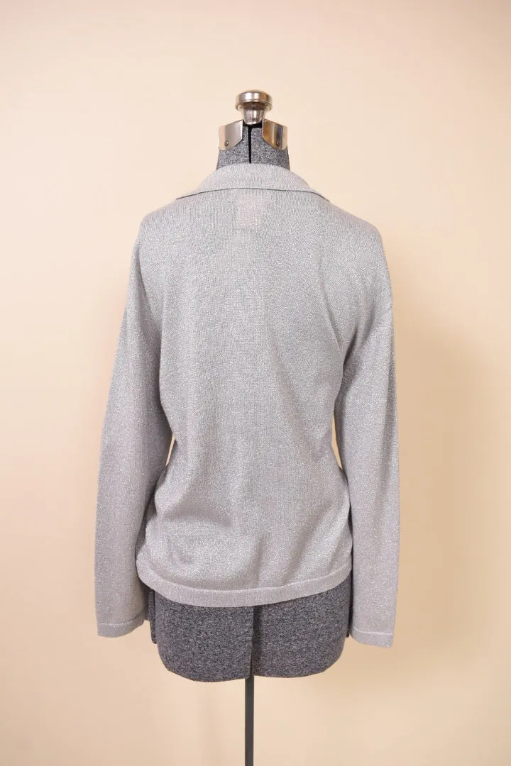 Grey Metallic Knit Cardigan By Braemar Jeremy Scott