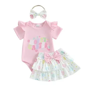 Happy Easter Tiered Skirt Baby Set