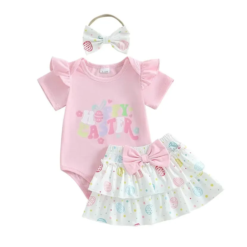Happy Easter Tiered Skirt Baby Set