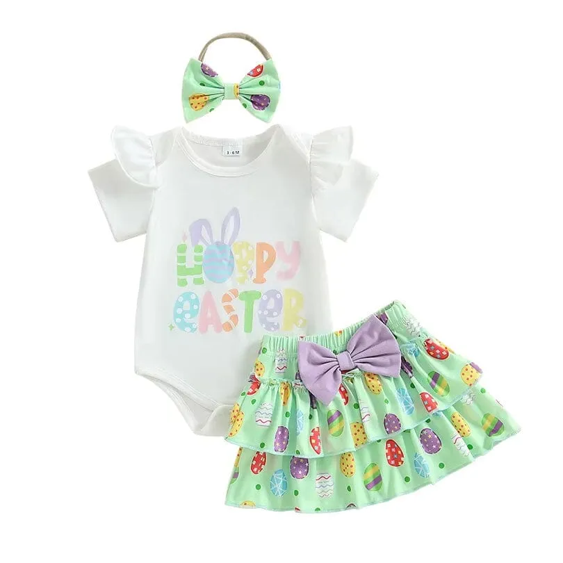 Happy Easter Tiered Skirt Baby Set