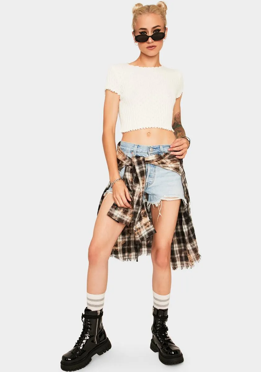 Ivory Pointelle Sweater Tee