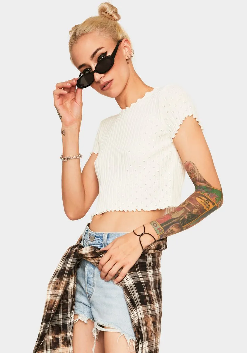 Ivory Pointelle Sweater Tee